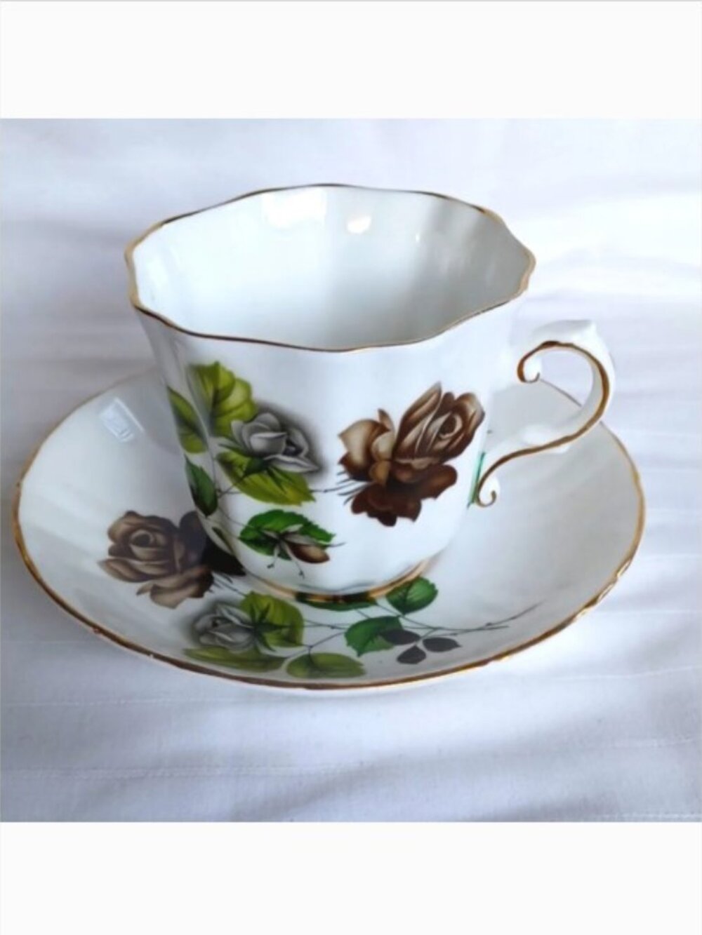 Royal Grafton "Black Rose" Vintage Tea Cup & Saucer